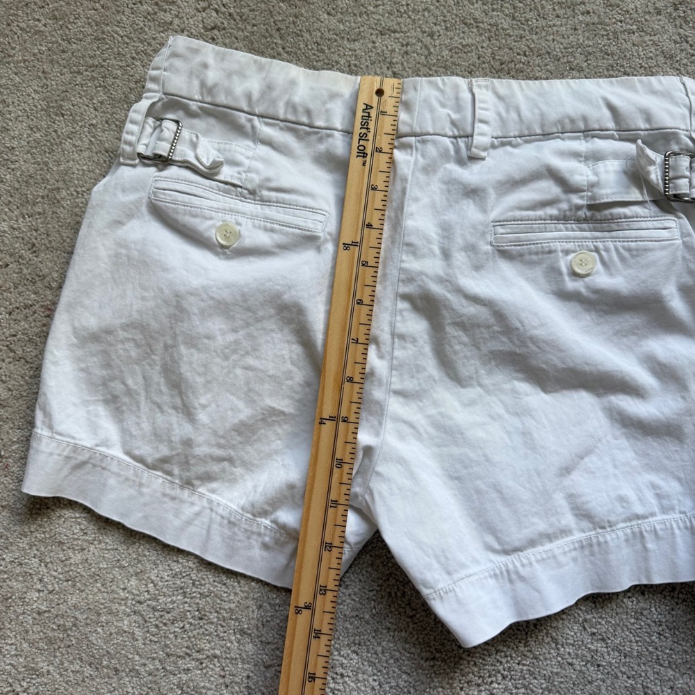 Vince Womens White Cotton Dress Chino Shorts Side Buckle Size 4 - Picture 3 of 6